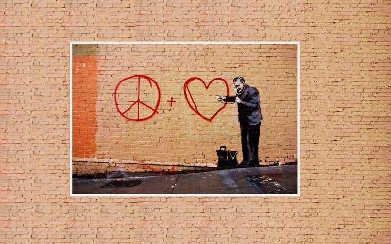 Banksy's Peace and Love Graffiti
