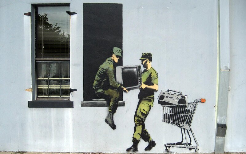 Banksy's shopping cart graffiti