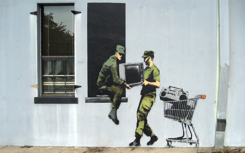 Banksy's shopping cart graffiti