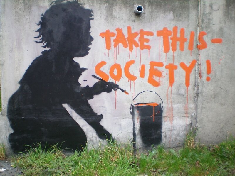 Banksy's 'Take This Society' mural