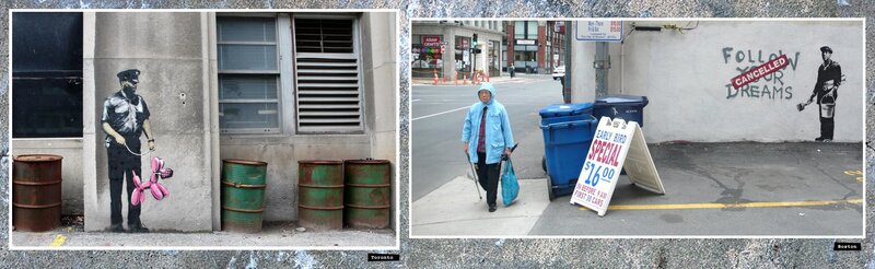 Banksy street art in Toronto and Boston