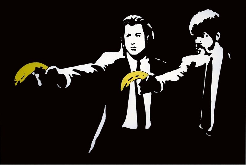 Banksy-style banana art