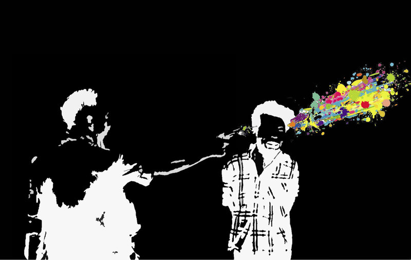 Banksy-style spray paint art