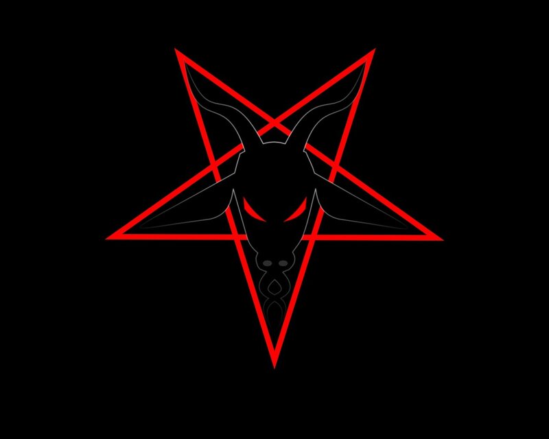 Baphomet symbol in red pentagram