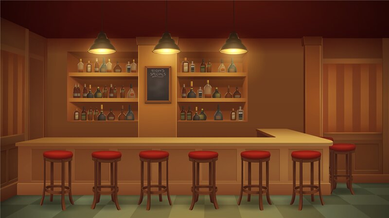 Bar Interior with Stools — Brown, Cozy