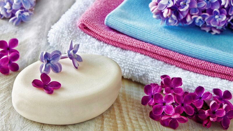 Bar of Soap with Flowers — Purple
