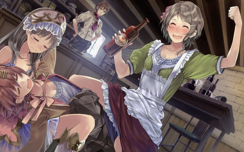 Bar scene with drunk characters