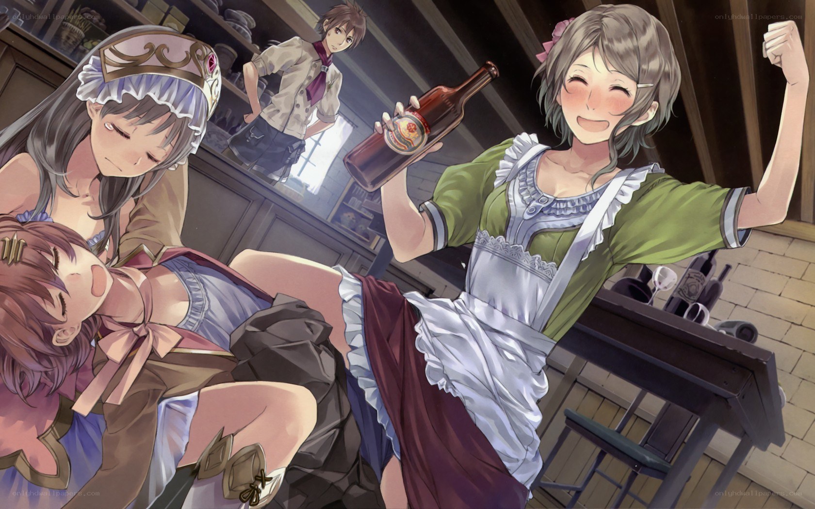 Bar scene with drunk characters