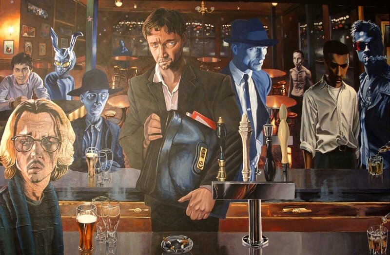 Bar scene with fictional characters