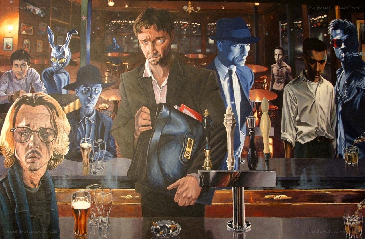 Bar scene with fictional characters