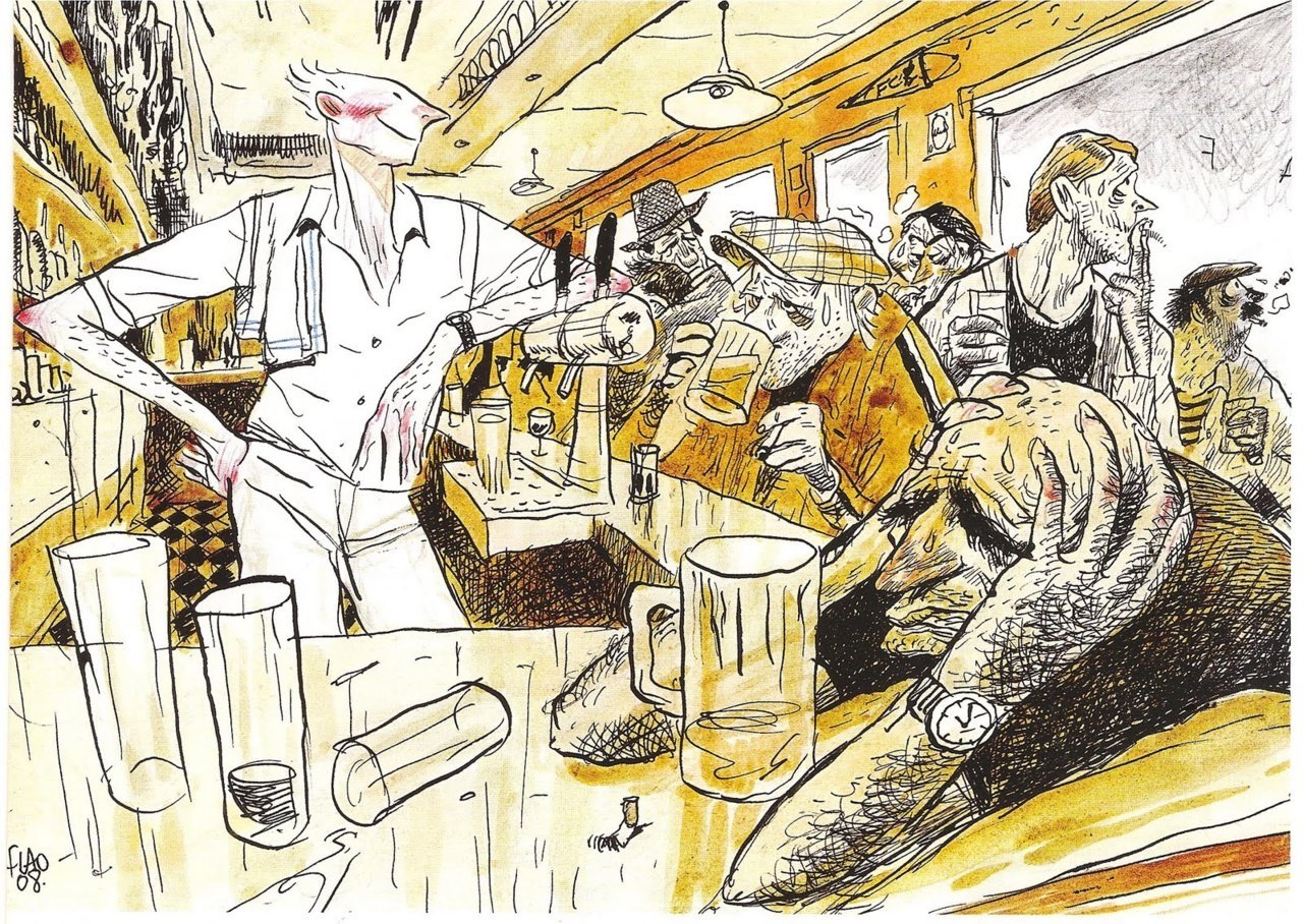 Bar scene with patrons