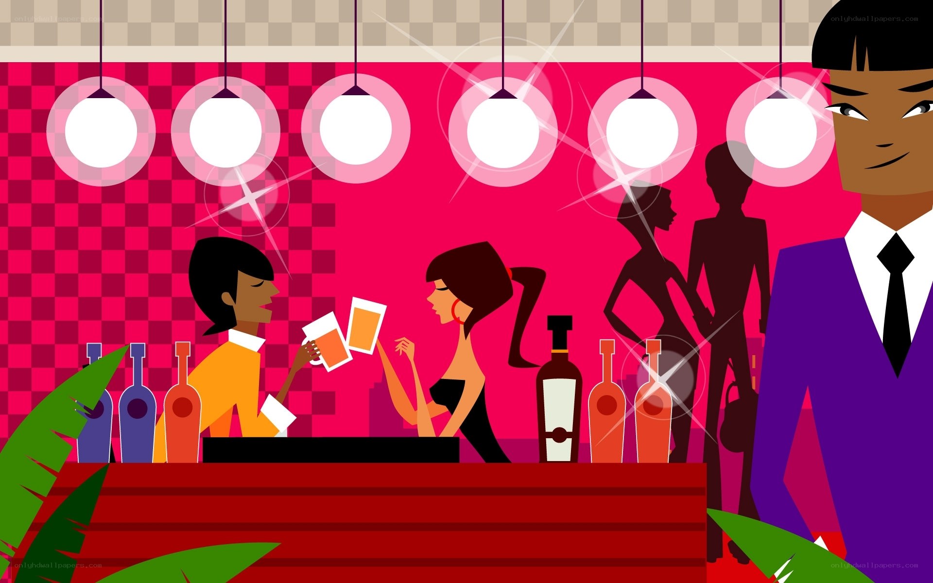 Bar scene with patrons