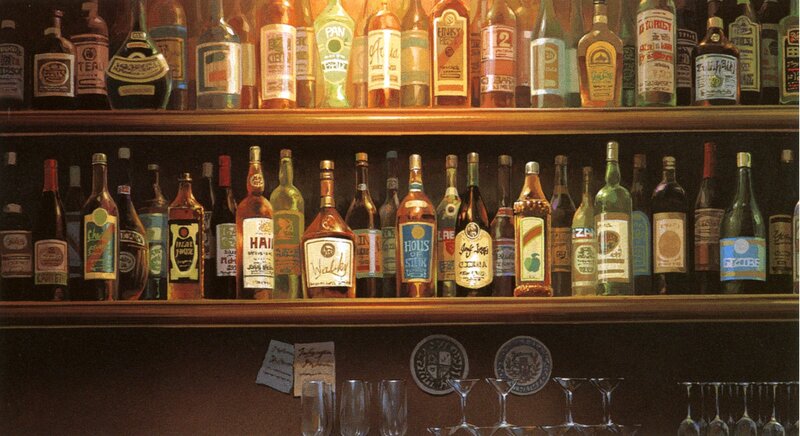 bar shelves with liquor bottles