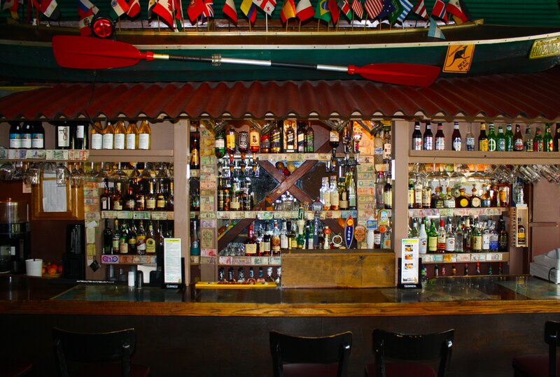 bar with international flags