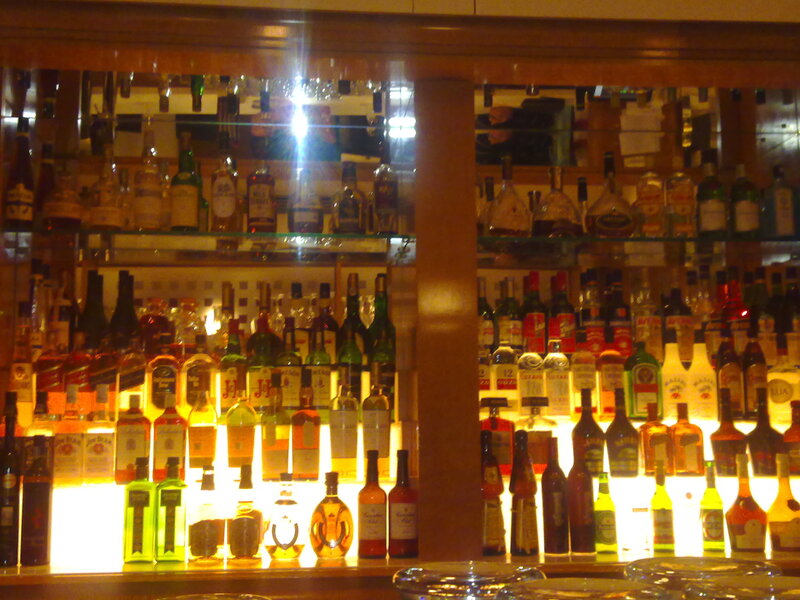 bar with liquor bottles