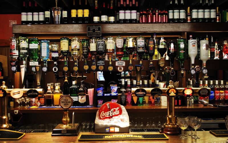 bar with liquor bottles