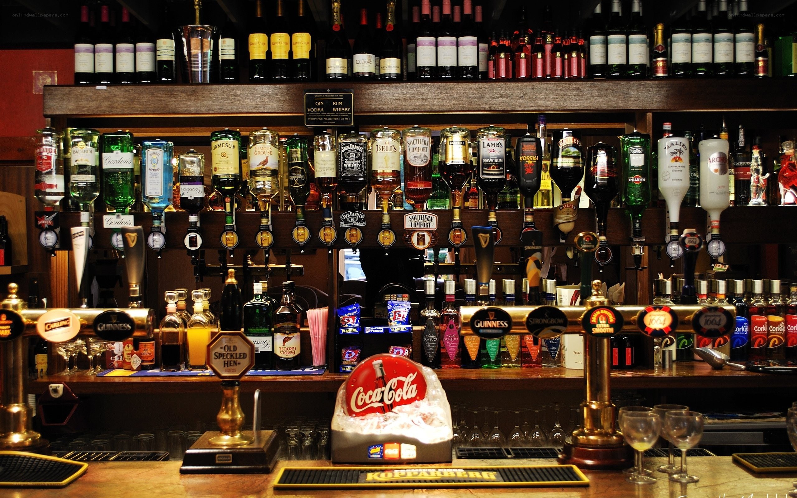 bar with liquor bottles