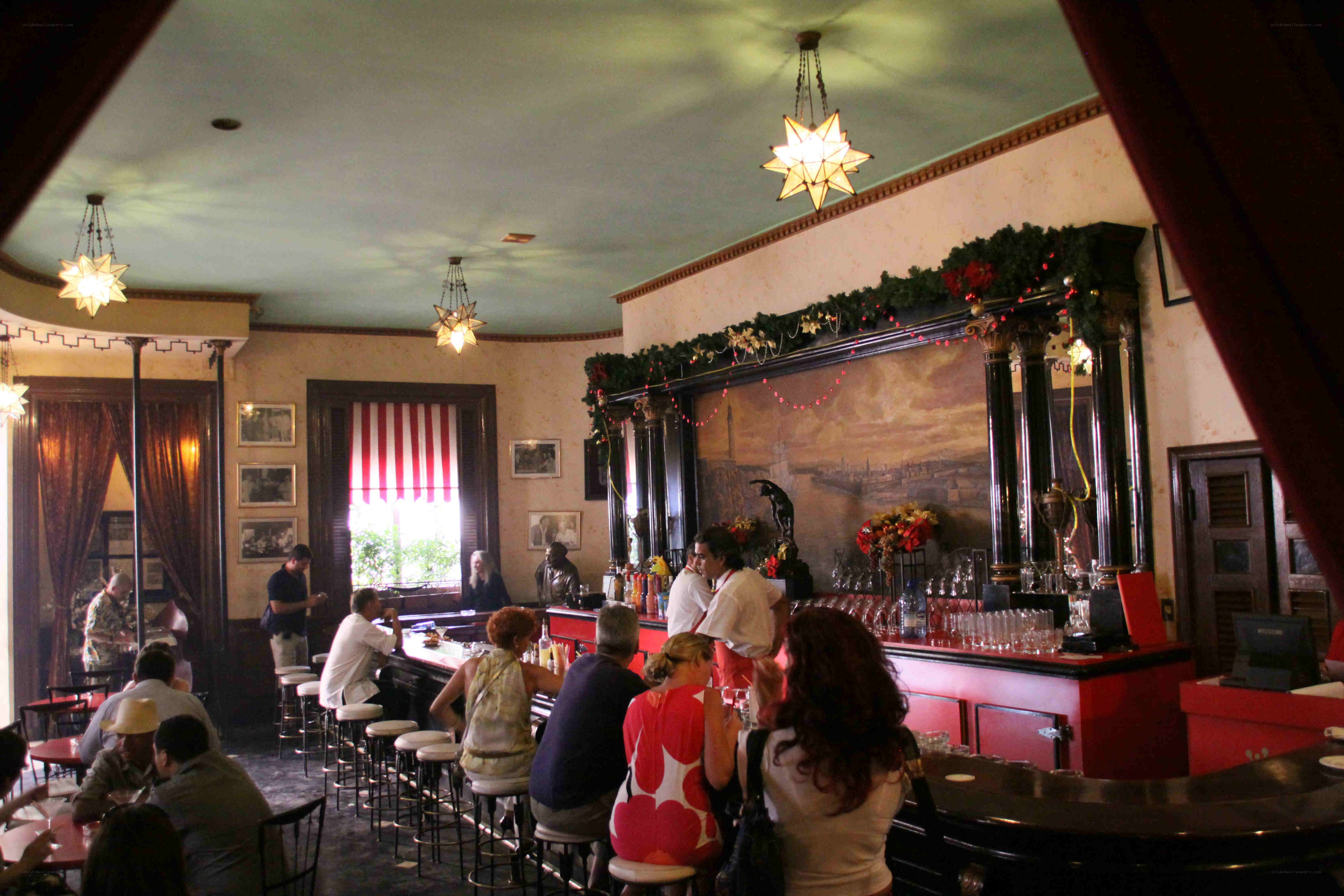 Bar with patrons and star lights