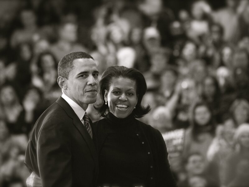 Barack and Michelle Obama at event