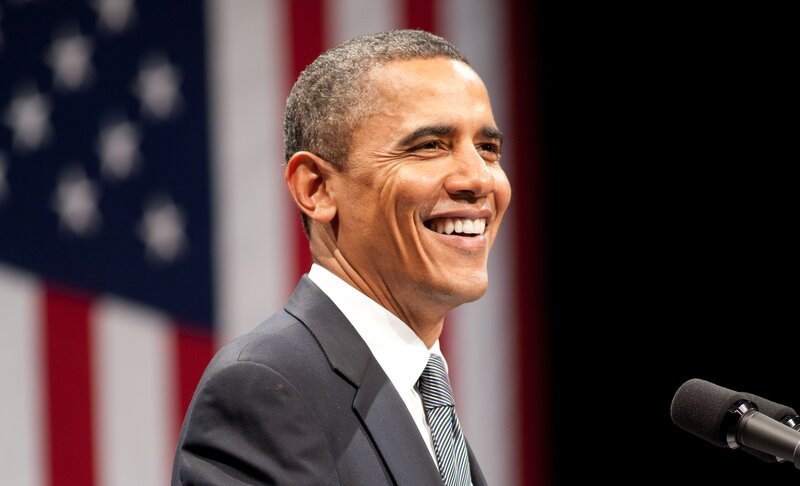 Barack Obama Smiling — Blue