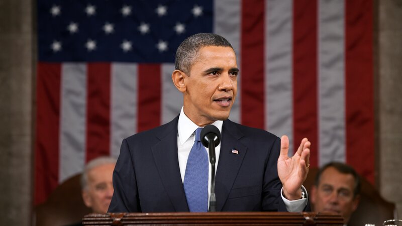 Barack Obama Speaking — Blue
