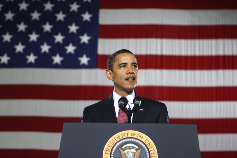 Barack Obama Speaking — Red