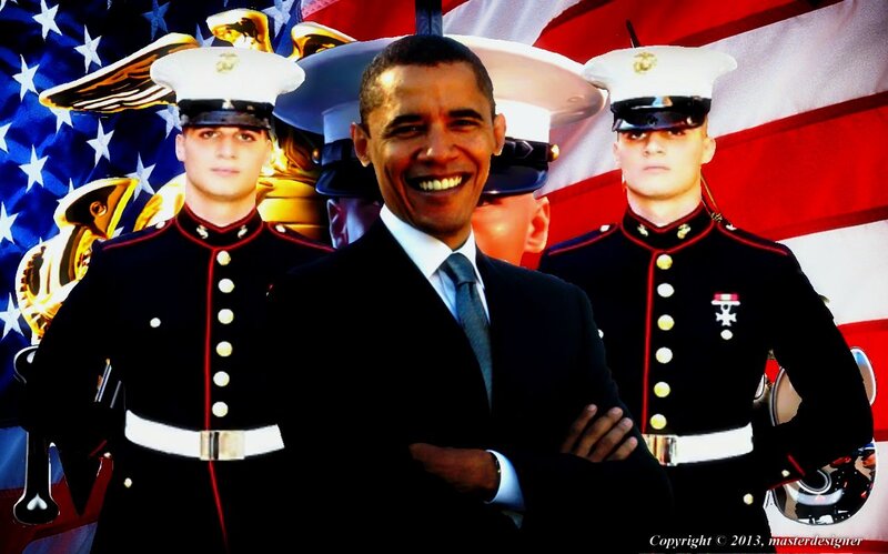 Barack Obama with Marines