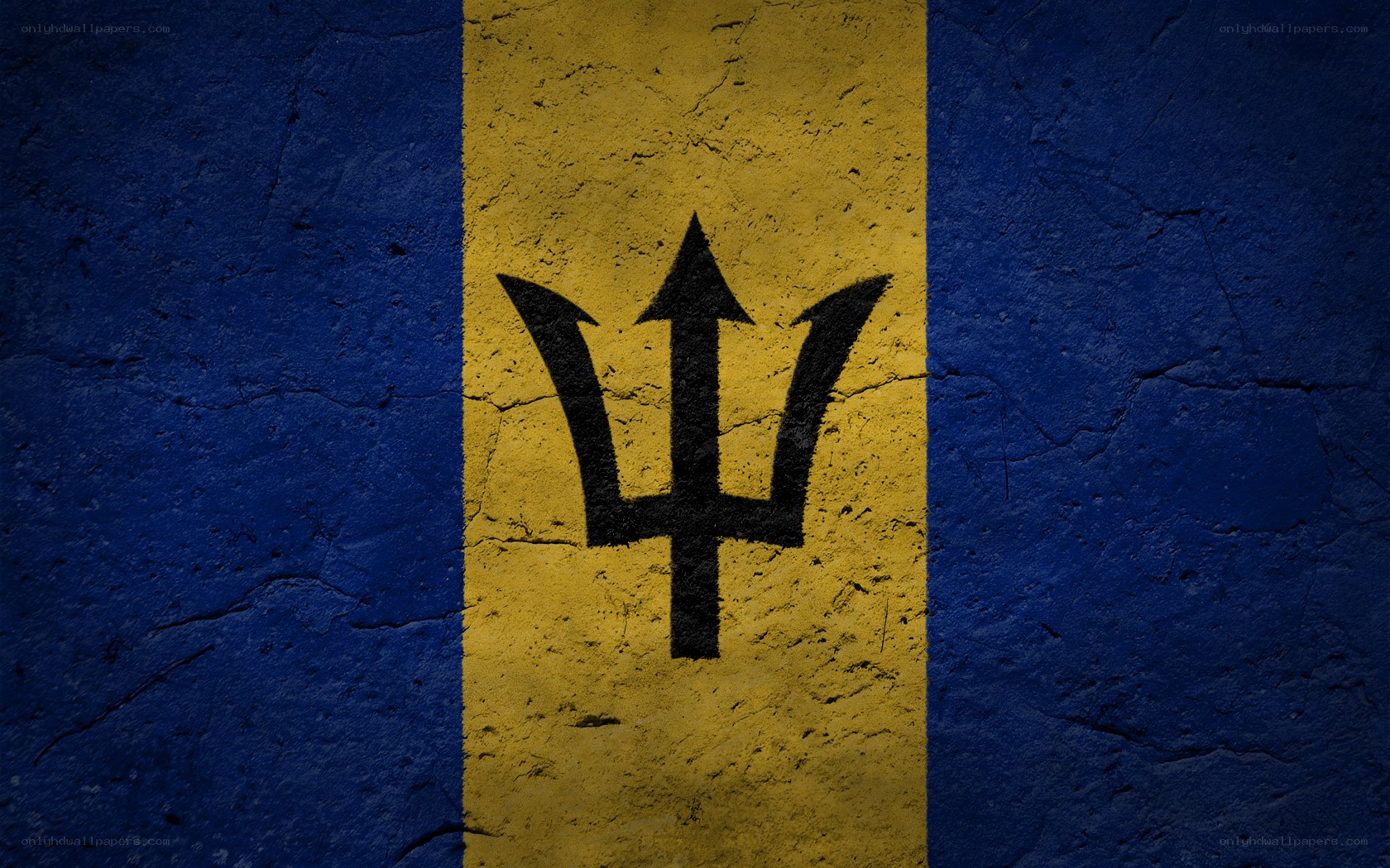 Barbados flag on textured wall
