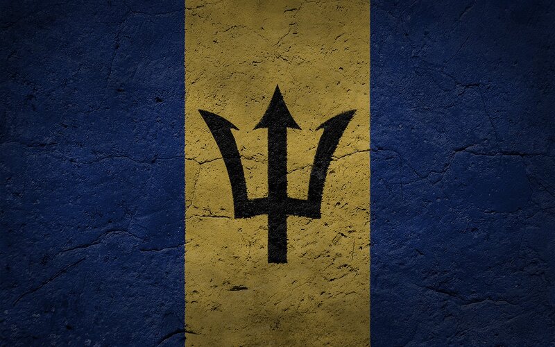 Barbados flag on textured wall
