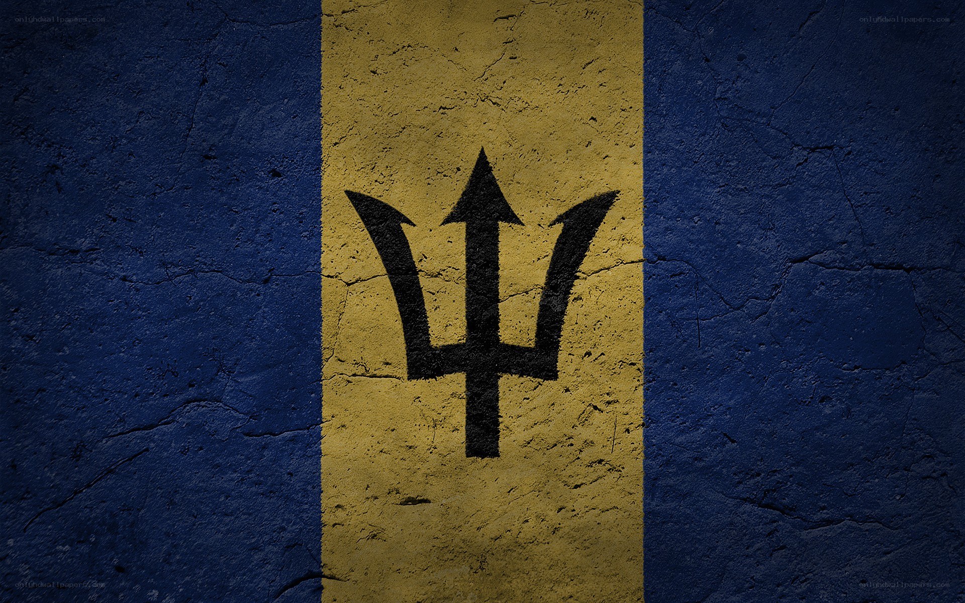 Barbados flag on textured wall