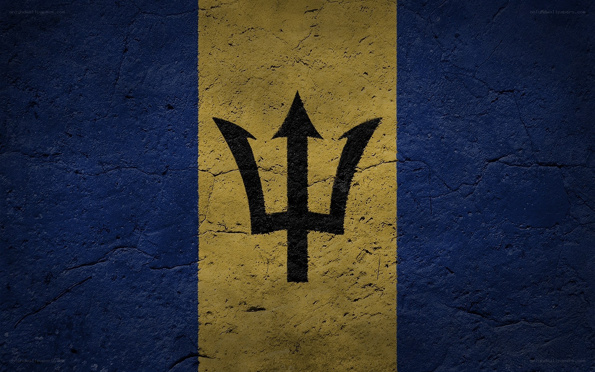 Barbados flag on textured wall