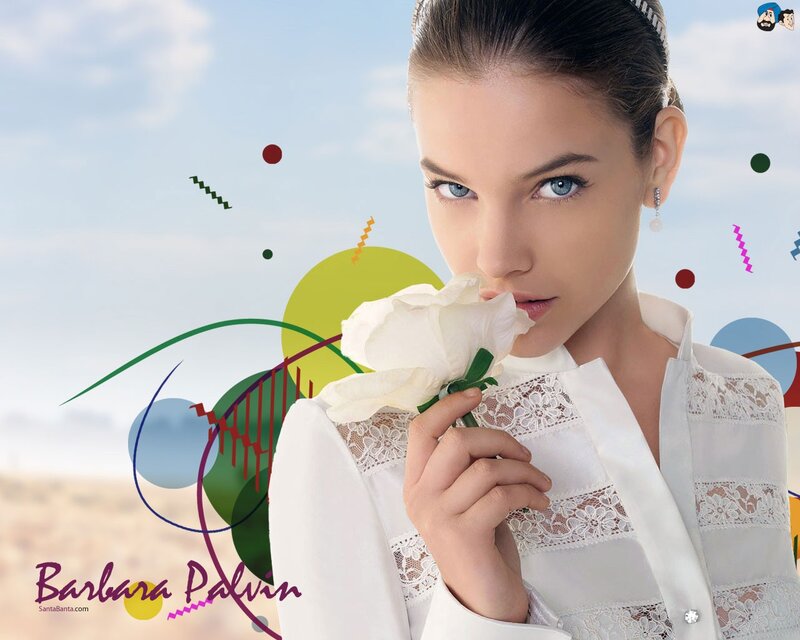 Barbara Palvin with white rose