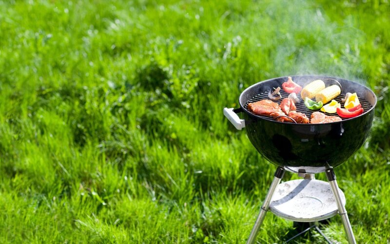 Barbecue Grill on Grass — Green, Outdoor
