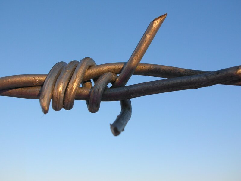 Barbed Wire Against Sky — Blue, Dramatic