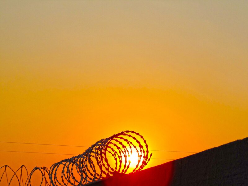 Barbed Wire at Sunset — Orange