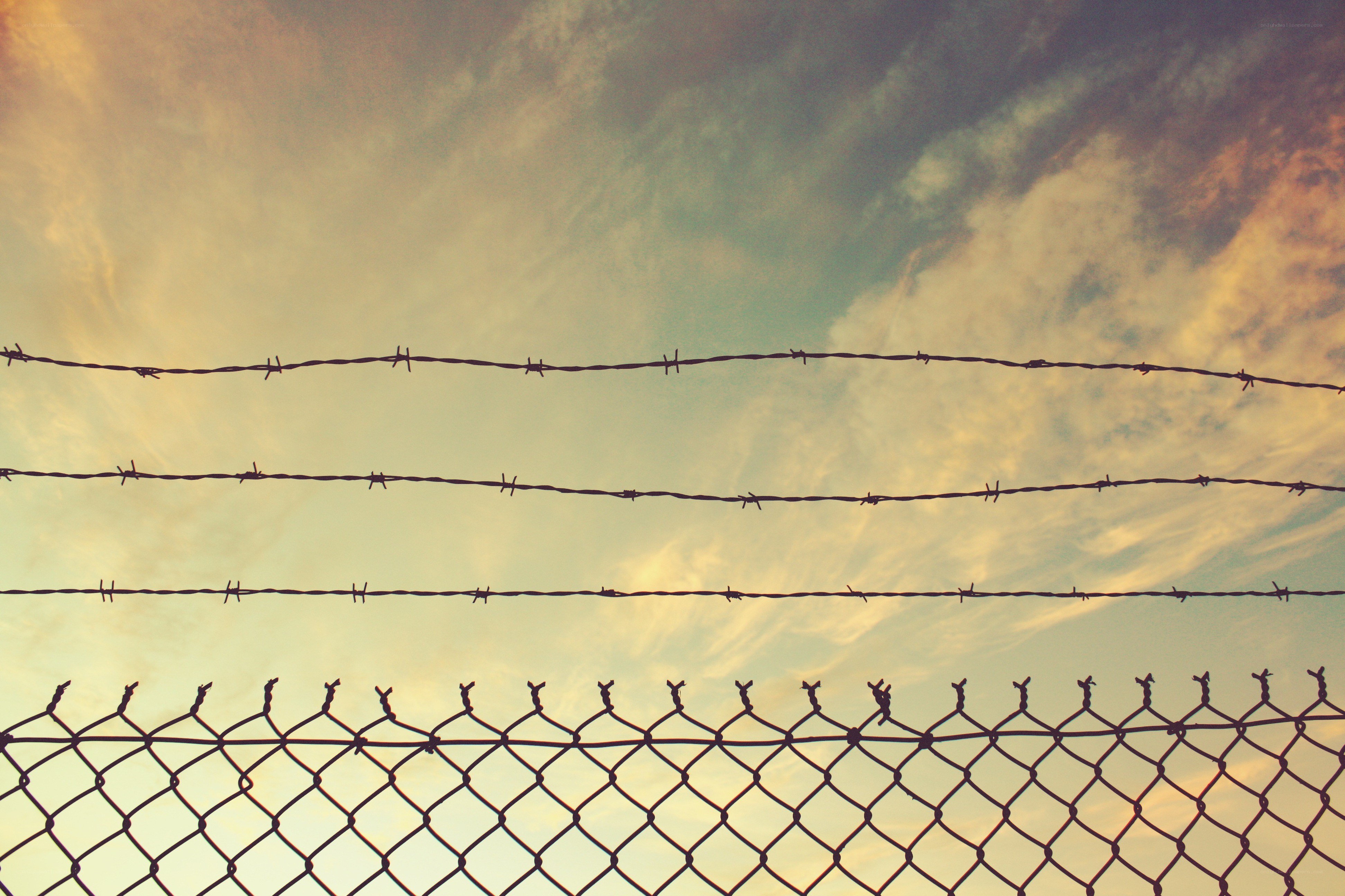 barbed wire fence against sky