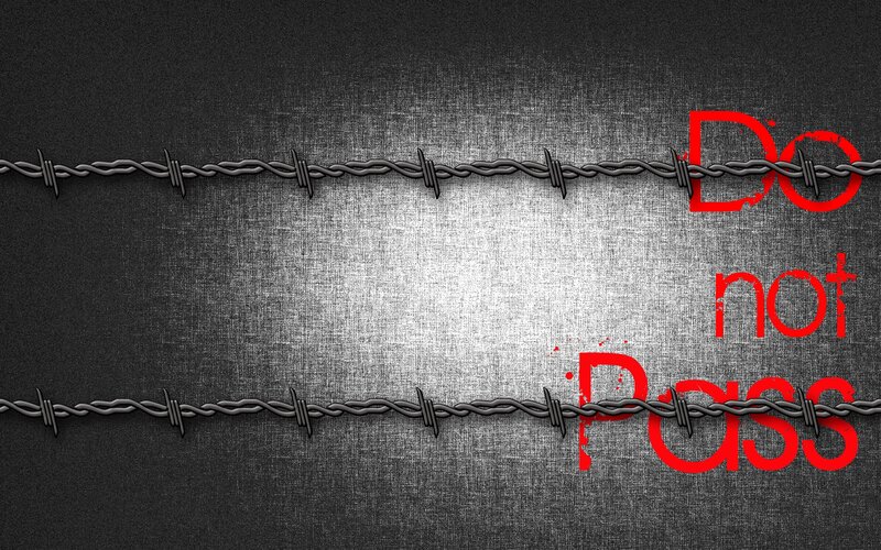 Barbed Wire Fence — Black, Dramatic, Digital Art