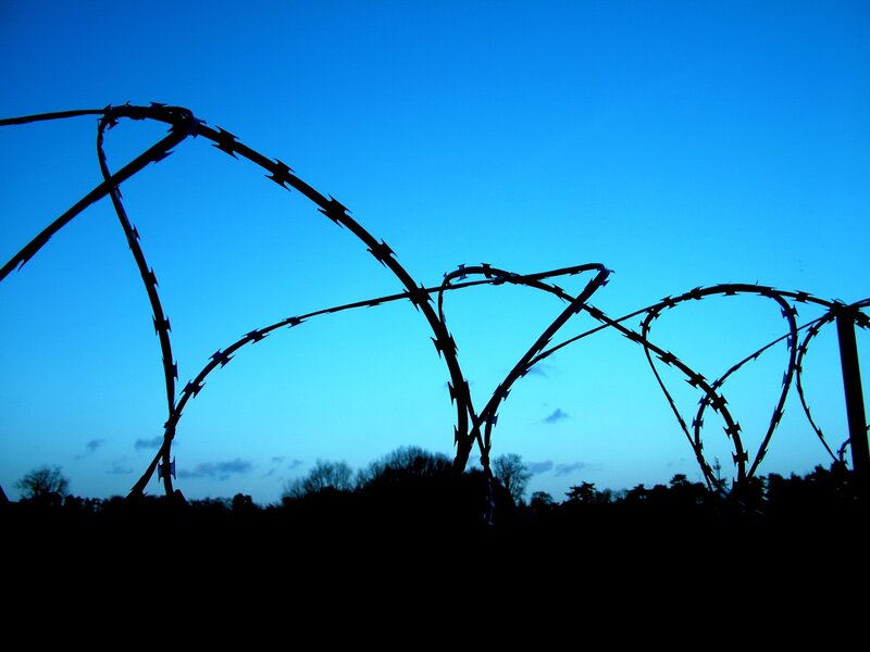 Barbed Wire Fence — Blue, Dramatic