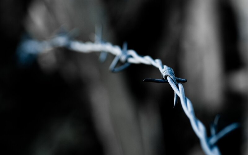 Barbed Wire Fence — Gray, Dramatic