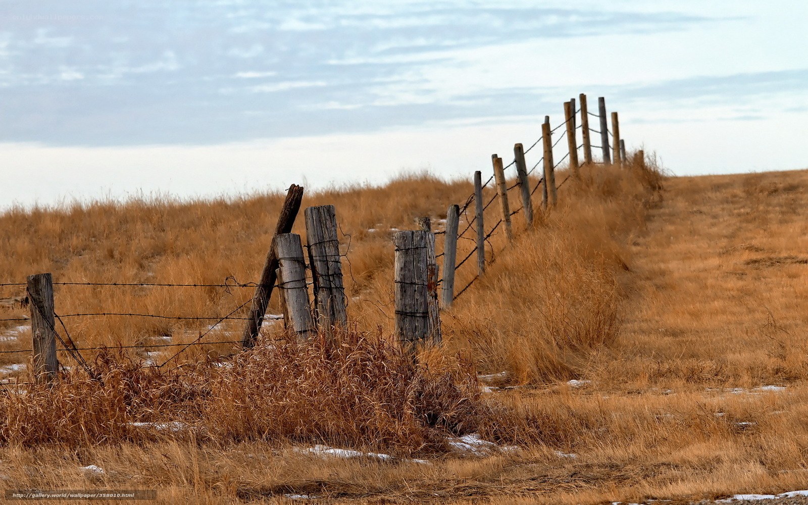 Barbed wire fence on a hill
