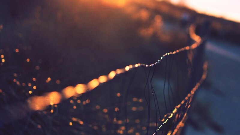 Barbed Wire Fence — Orange, Dramatic, Sunset