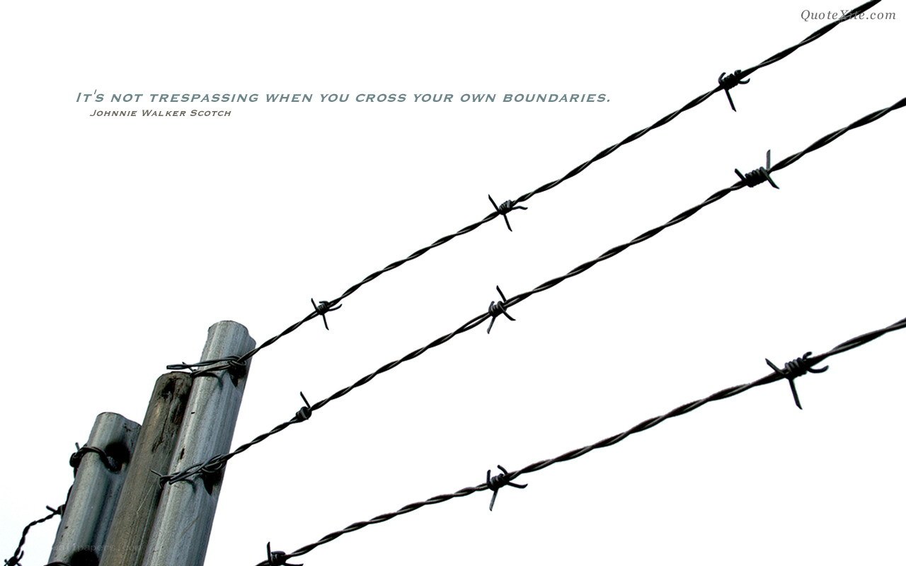 Barbed wire fence with quote