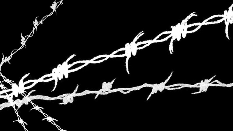 barbed wire on black background