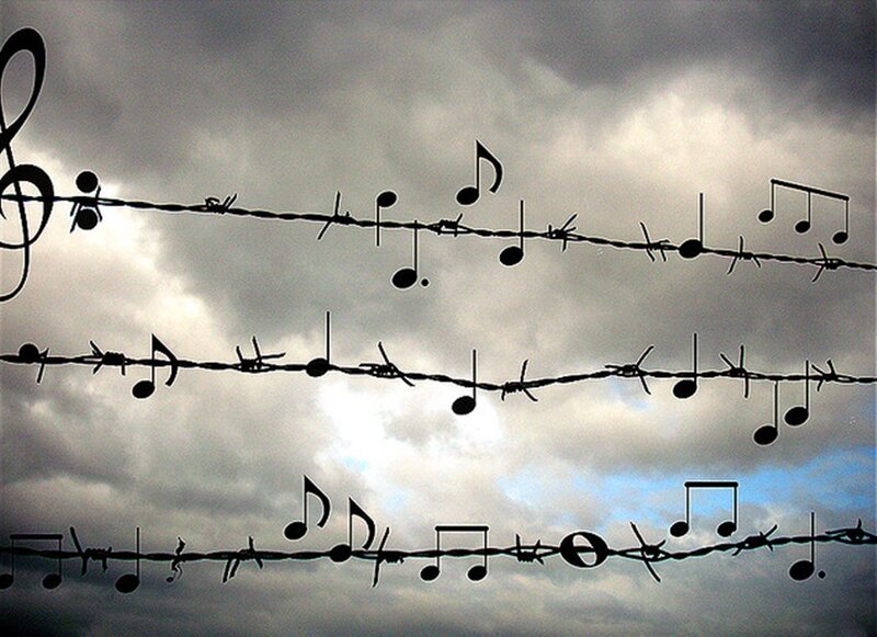 Barbed Wire with Music Notes