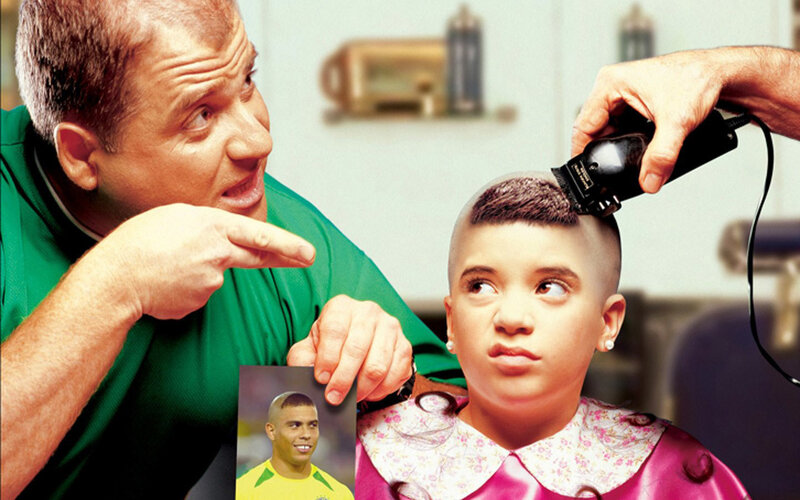 Barber giving haircut