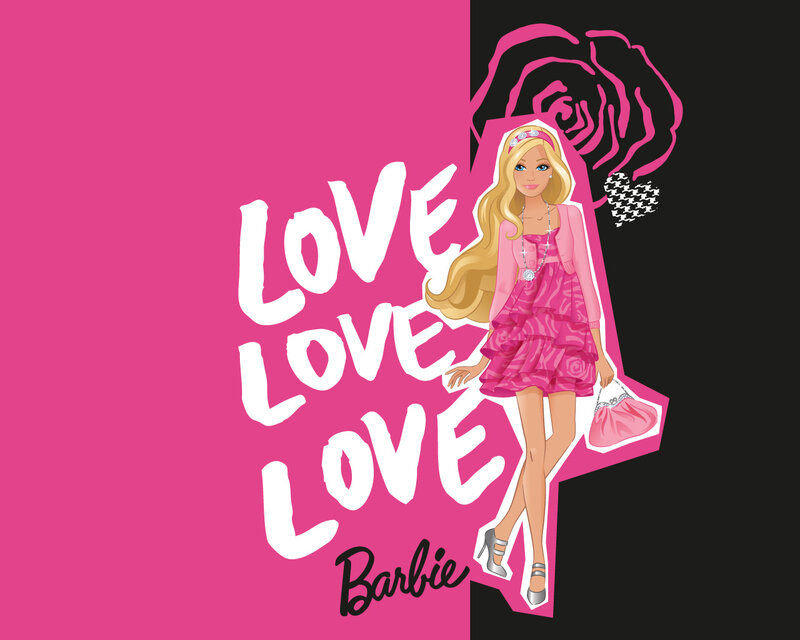 Barbie Doll in Pink Dress — Playful, Illustration