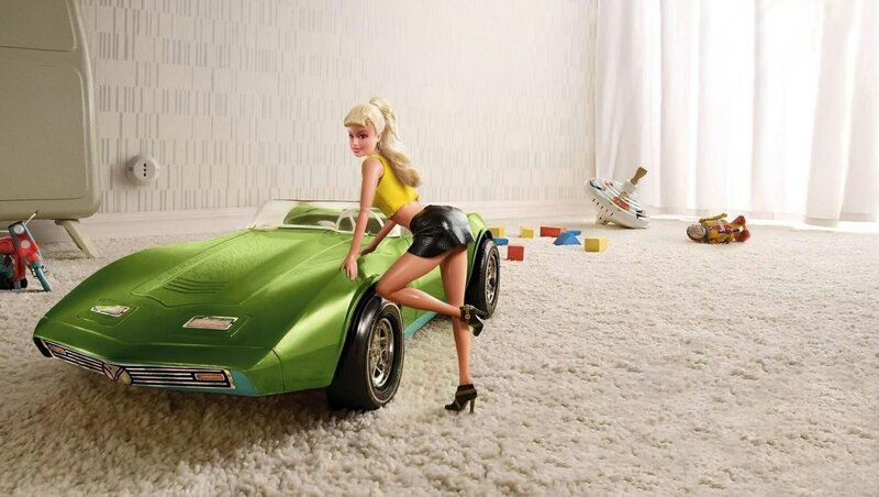 Barbie Doll with Car — Green, Playful