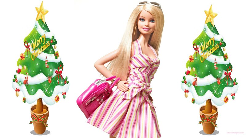 Barbie Doll with Christmas Trees
