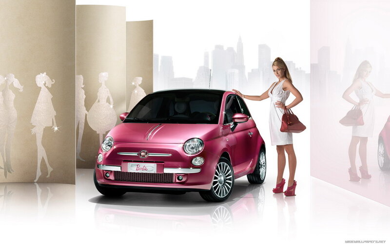 Barbie-themed Fiat car