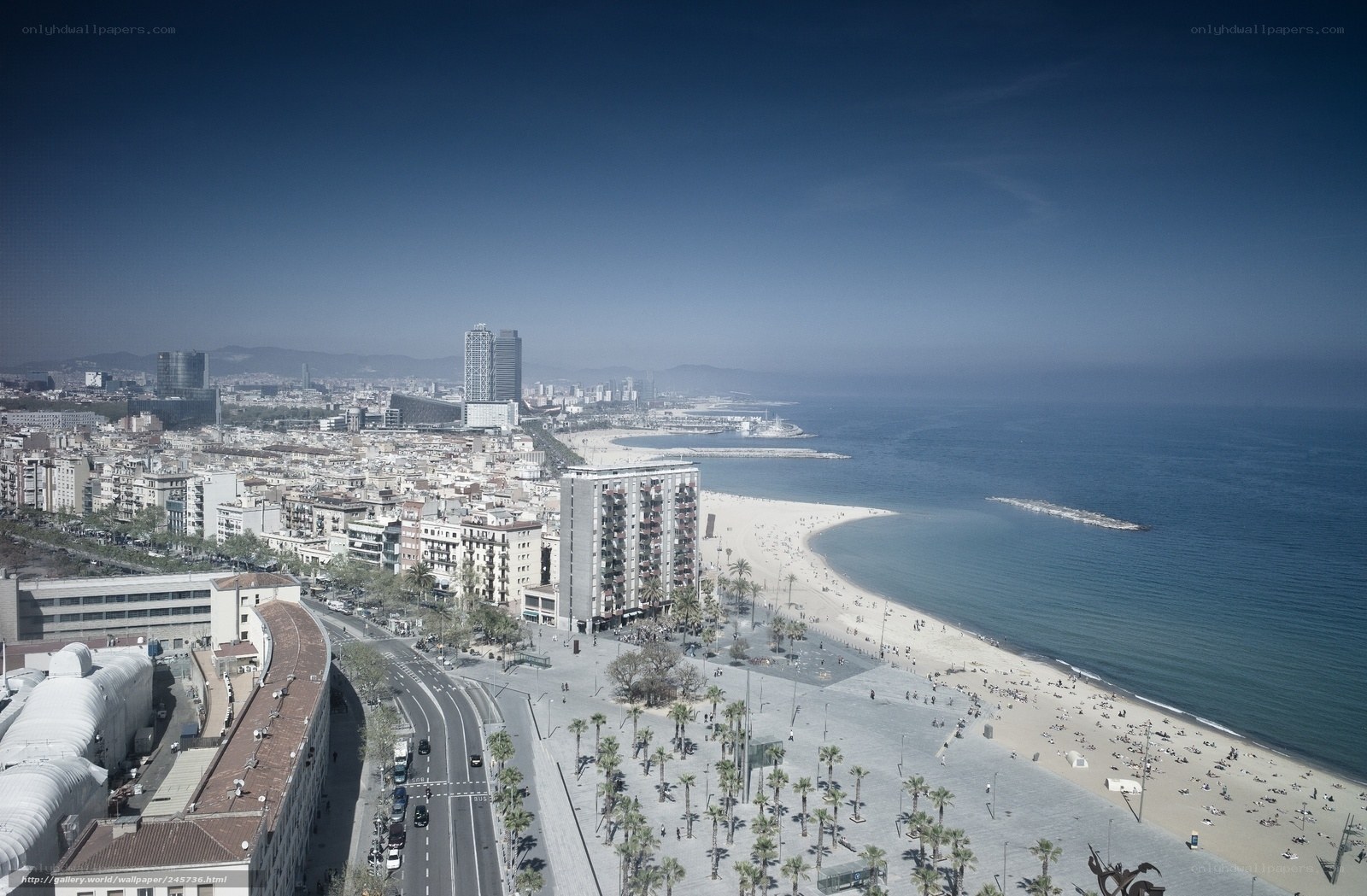 Barcelona beach and cityscape